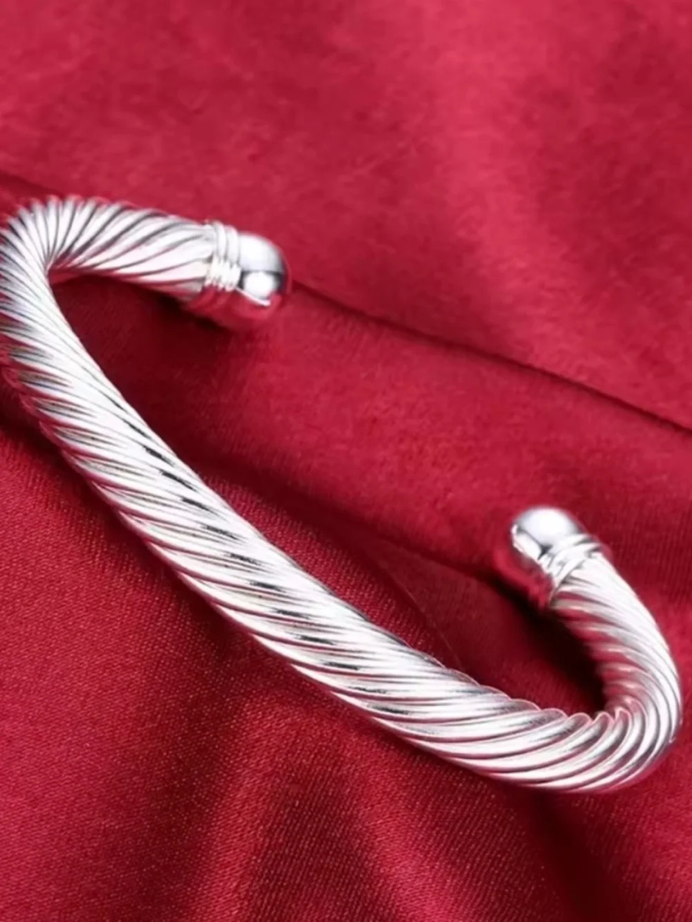Anthropologie Silver Twisted Cable Cuff Bracelet